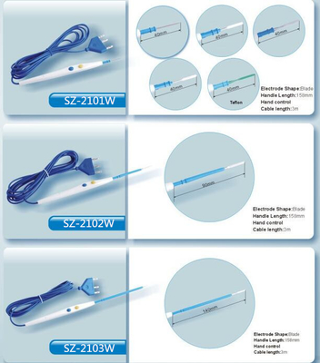 White color Hand control electrosurgical Pencil with170mm Blade with 3.0M cable S2103W
