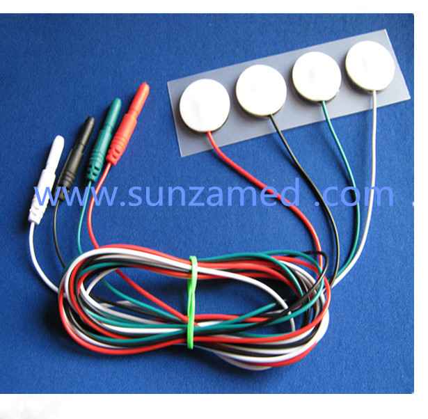 4 Colors surface electrode with cable&1.5MM pin, white foam  backing Removable wear sensor electrode 019-400400